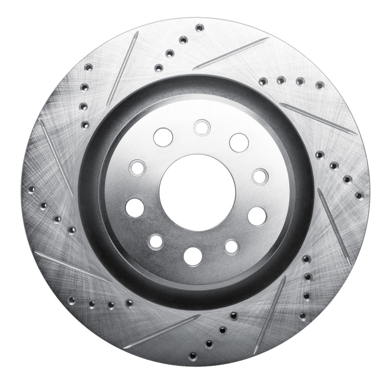 Maserati Levante Brake Rotor (1) - Rear Left - R1 Concepts - Drilled & Slotted - Silver - `17-`24